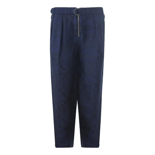 Pre-owned Emporio Armani Linen Trousers In Blue