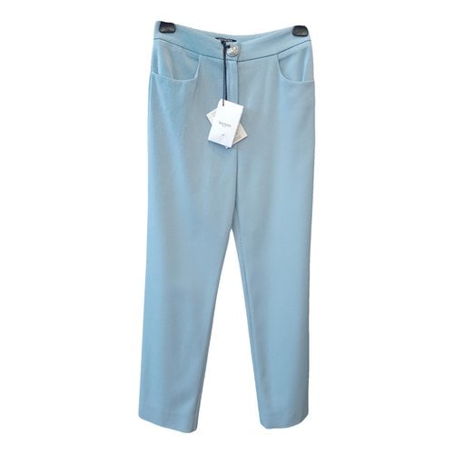 Pre-owned Balmain Wool Straight Pants In Blue