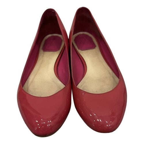 Pre-owned Dior Leather Ballet Flats In Red