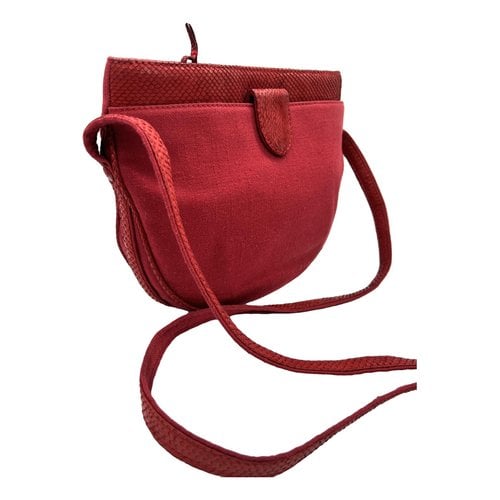 Pre-owned Versace Linen Crossbody Bag In Red