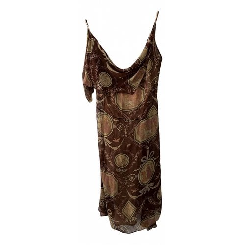 Pre-owned Max Azria Silk Mid-length Dress In Brown