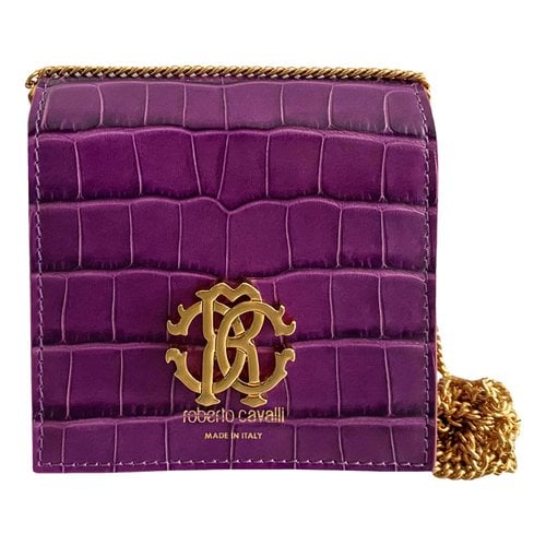 Pre-owned Roberto Cavalli Leather Handbag In Purple
