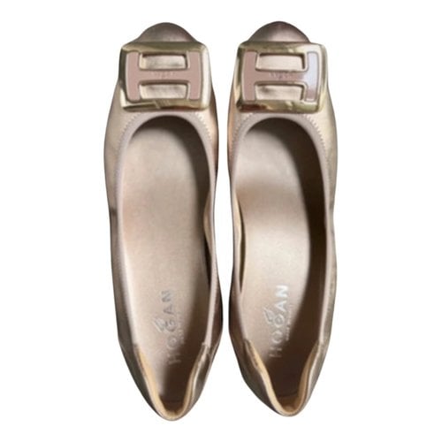 Pre-owned Hogan Leather Ballet Flats In Metallic
