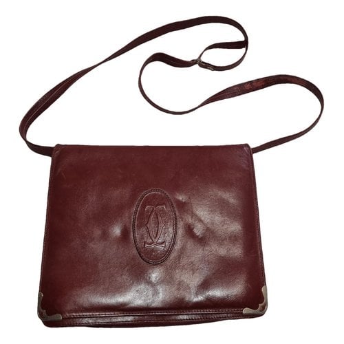 Pre-owned Cartier Leather Crossbody Bag In Burgundy