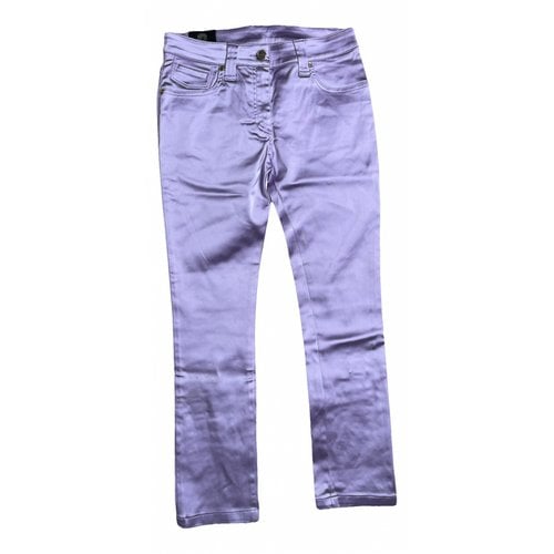Pre-owned Versace Straight Pants In Purple