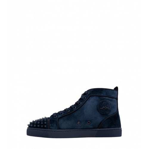 Pre-owned Christian Louboutin Louis High Trainers In Blue
