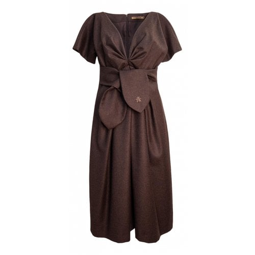 Pre-owned Alexander Mcqueen Wool Maxi Dress In Brown