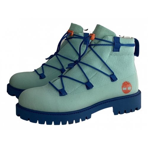 Pre-owned Timberland Cloth Boots In Blue