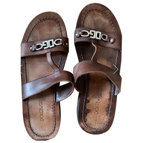 Pre-owned Dolce & Gabbana Leather Sandals In Brown