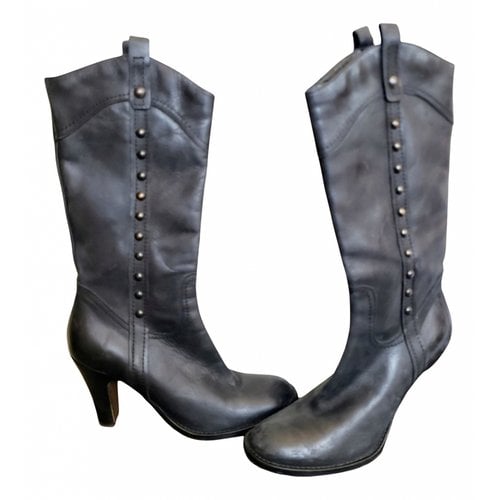 Pre-owned Aquatalia Leather Biker Boots In Black
