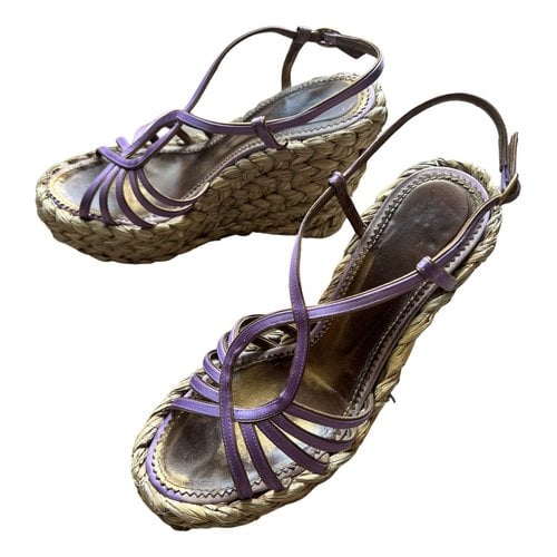Pre-owned Saint Laurent Leather Sandals In Purple