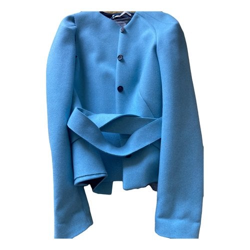 Pre-owned Balenciaga Wool Coat In Blue