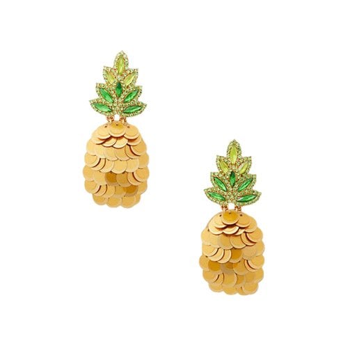 Pre-owned Kate Spade Leather Earrings In Yellow