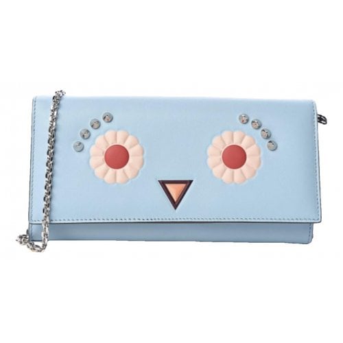 Pre-owned Fendi Wallet On Chain Leather Crossbody Bag In Blue