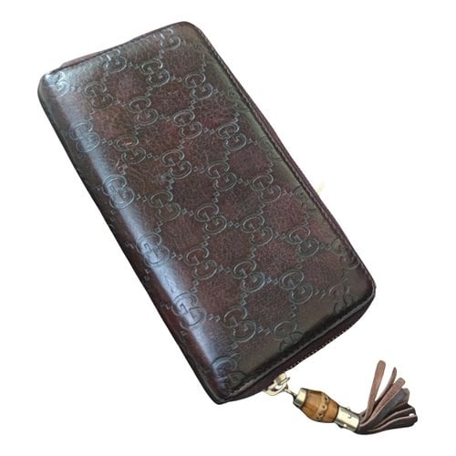Pre-owned Gucci Continental Leather Wallet In Brown