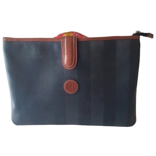 Pre-owned Fendi Vegan Leather Clutch Bag In Blue