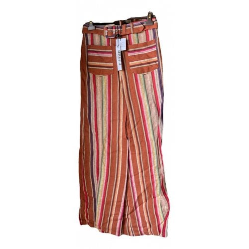 Pre-owned Miguelina Linen Large Pants In Multicolour