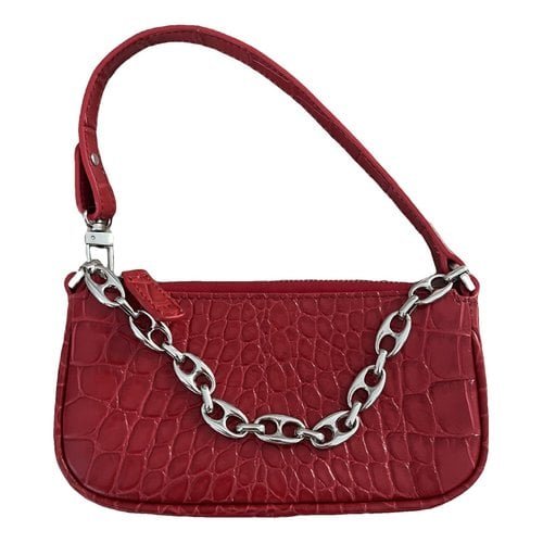 Pre-owned By Far Rachel Leather Handbag In Red