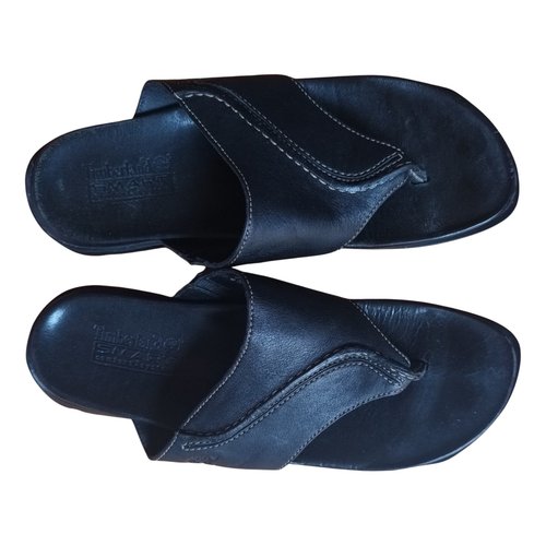Pre-owned Timberland Leather Flip Flops In Black