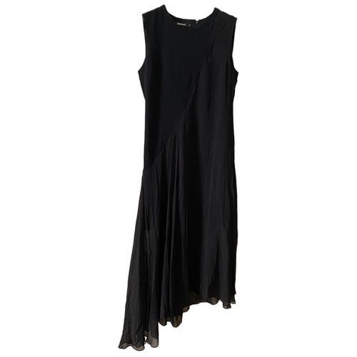 Pre-owned Dkny Silk Mid-length Dress In Black
