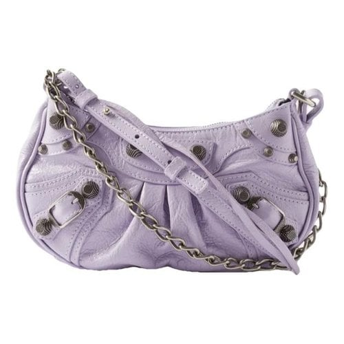 Pre-owned Balenciaga Le Cagole Leather Handbag In Purple