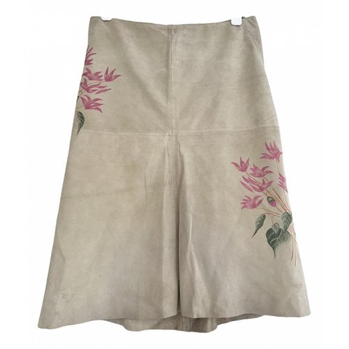 Pre-owned Massimo Dutti Mid-length Skirt In Beige