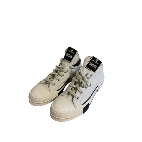 Pre-owned Rick Owens Drkshdw Cloth Trainers In White