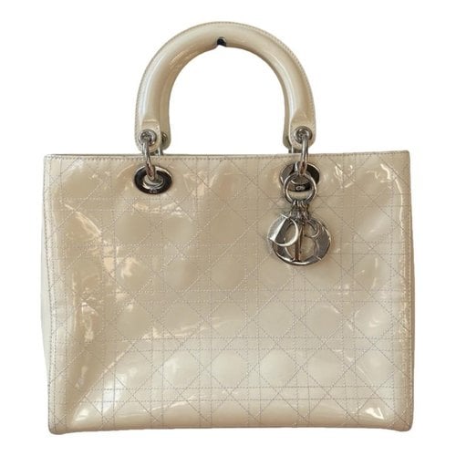 Pre-owned Dior Patent Leather Handbag In White
