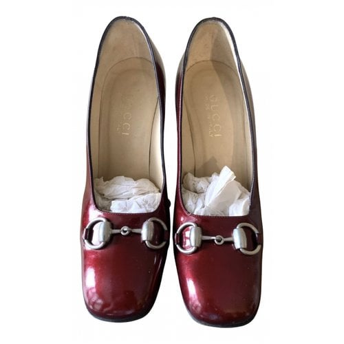 Pre-owned Gucci Patent Leather Heels In Burgundy