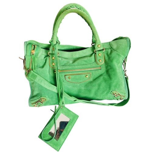 Pre-owned Balenciaga Classic Metalic Handbag In Green