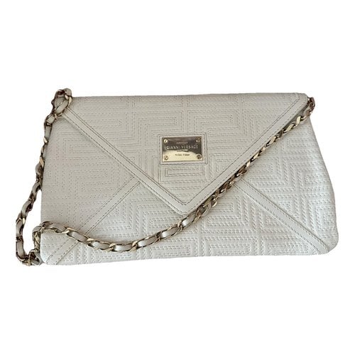 Pre-owned Versace Leather Clutch Bag In White