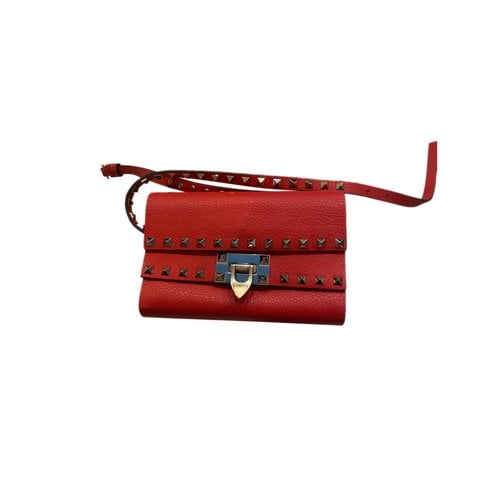 Pre-owned Valentino Garavani Rockstud Leather Bag In Red