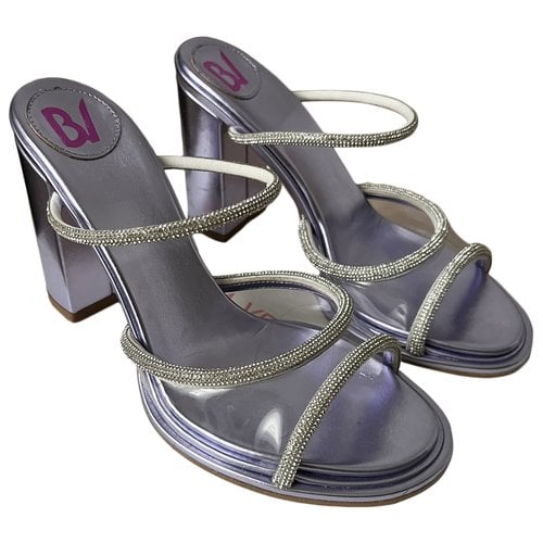 Pre-owned Bettina Vermillon Leather Mules In Purple