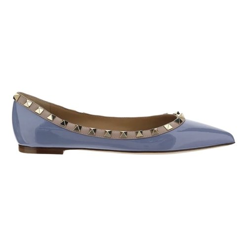 Pre-owned Valentino Garavani Patent Leather Ballet Flats In Blue