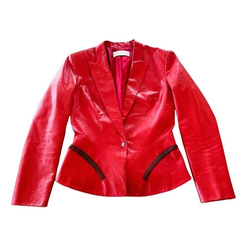 Pre-owned Mugler Leather Blazer In Red