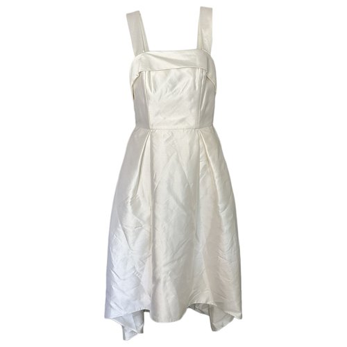 Pre-owned Alexia Maria Silk Maxi Dress In White