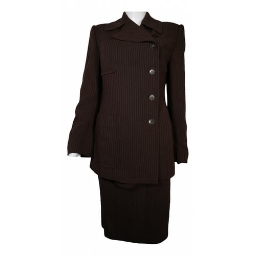 Pre-owned Gucci Wool Skirt Suit In Brown