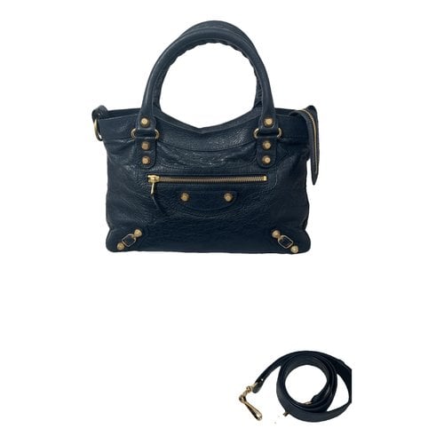 Pre-owned Balenciaga Town Leather Handbag In Navy