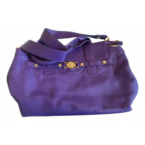 Pre-owned Versace Leather Tote In Purple