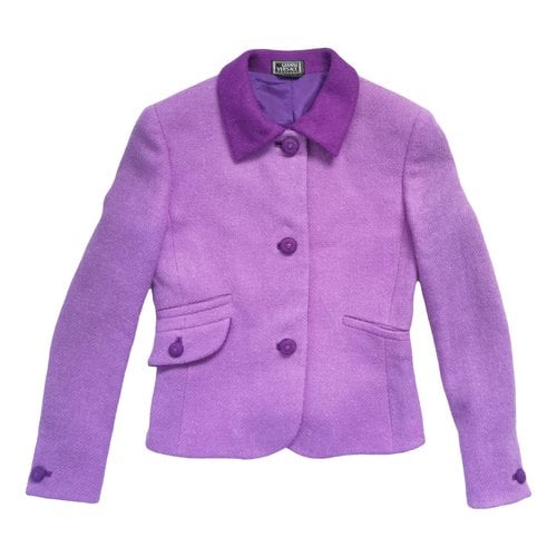 Pre-owned Versace Wool Blazer In Purple