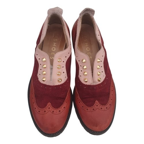 Pre-owned L'f Shoes Leather Lace Ups In Burgundy