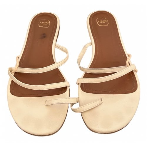 Pre-owned Malone Souliers Leather Mules In Beige