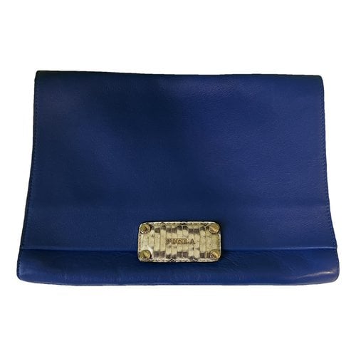 Pre-owned Furla Leather Clutch Bag In Blue