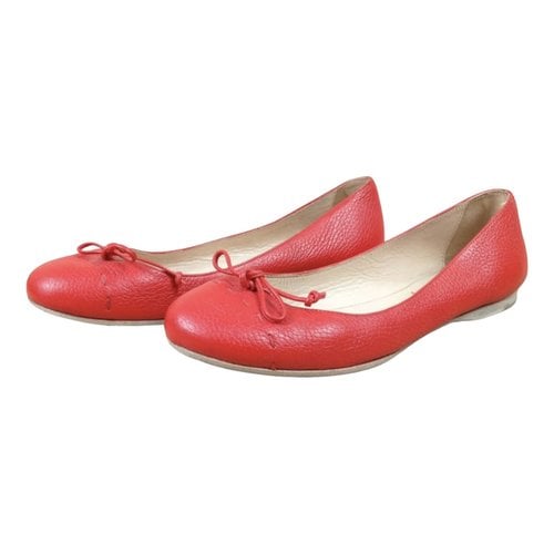 Pre-owned Fendi Leather Ballet Flats In Red