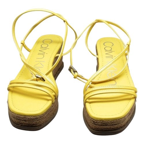 Pre-owned Calvin Klein Leather Sandal In Yellow