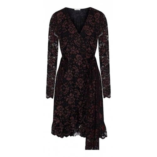 Pre-owned Ganni Lace Mid-length Dress In Black