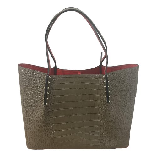 Pre-owned Christian Louboutin Cabarock Leather Tote In Green