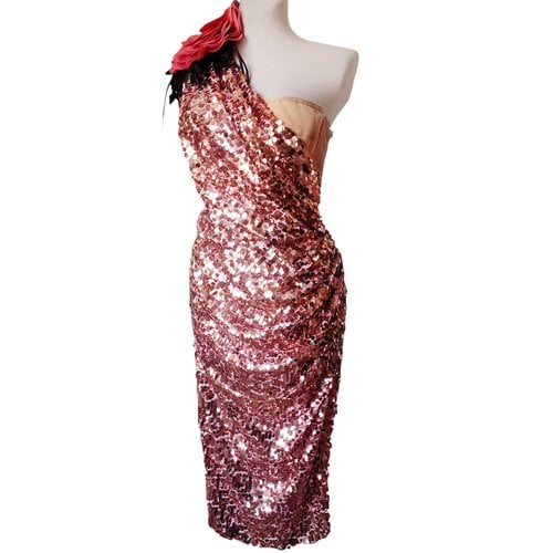 Pre-owned Dolce & Gabbana Glitter Mid-length Dress In Pink