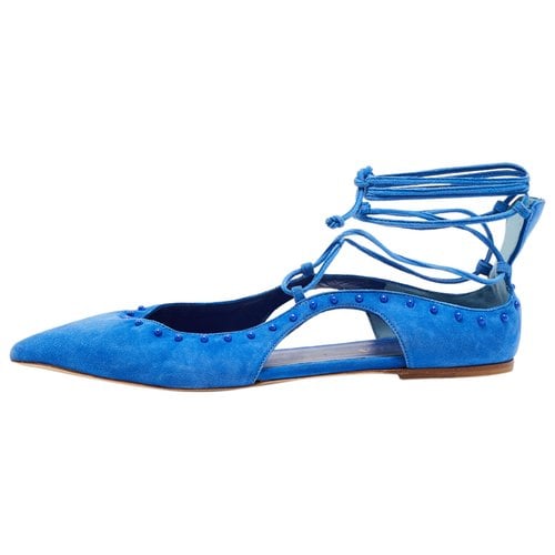 Pre-owned Le Silla Flats In Blue