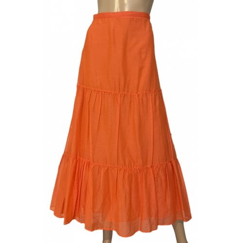 Pre-owned Max Mara Silk Maxi Skirt In Orange